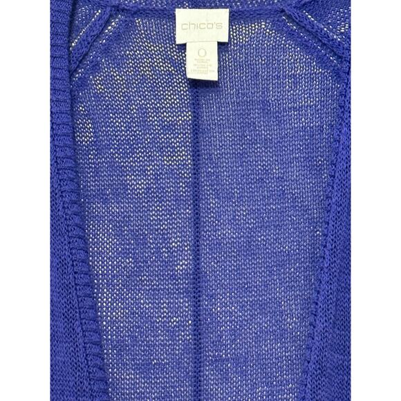 Chico's Blue 3/4 Sleeve Open-Front Cardigan, Size 0 - Picture 3 of 6